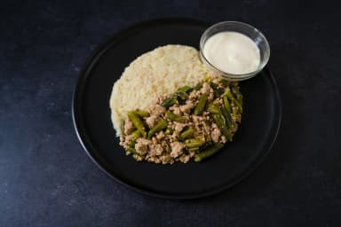 Ground turkey with green beans and cauliflower rice