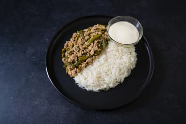 Ground turkey with green beans and rice