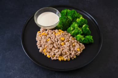 Ground turkey with roasted broccoli