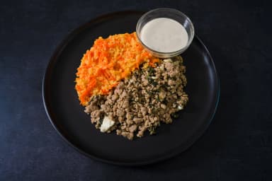 Turkey bowl with feta and carrot rice