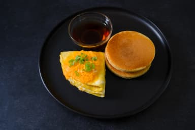 Mixed cheese omelet and pancake