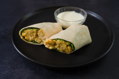 Egg, spinach and cheddar wrap