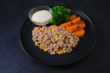 Roasted sweet potato with ground turkey