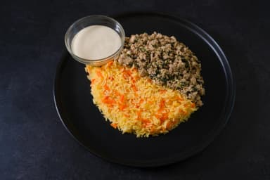 Turkey bowl with feta and carrot rice